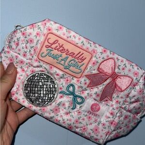 Just a girl Cosmetic Pouch with patches
